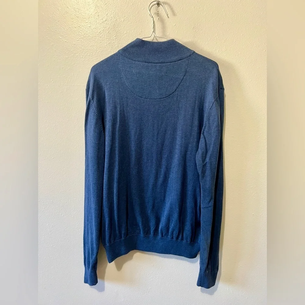 Tasso Elba Men's Navy Cotton Quarter Zip Sweater - Large